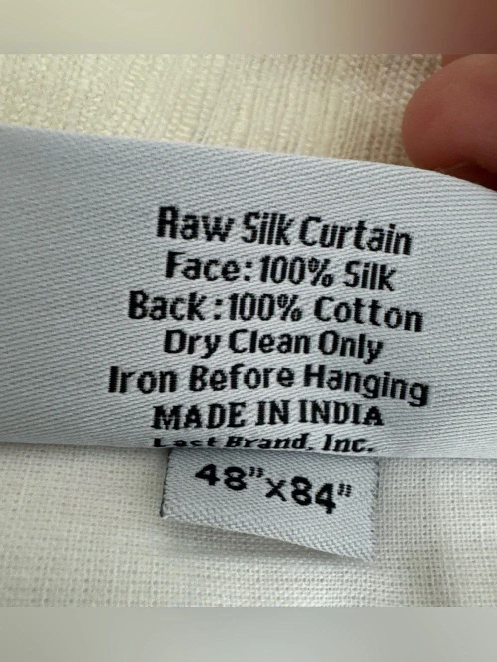 New Quince 100% Silk Neutral Ivory Curtain 1 Panels 48 x 84” Light Filtering